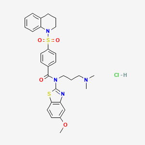 molecular formula C29H33ClN4O4S2 B6527249 N-[3-(dimethylamino)propyl]-N-(5-methoxy-1,3-benzothiazol-2-yl)-4-(1,2,3,4-tetrahydroquinoline-1-sulfonyl)benzamide hydrochloride CAS No. 1135237-51-2