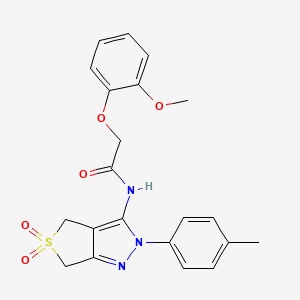 molecular formula C21H21N3O5S B6527262 2-(2-methoxyphenoxy)-N-[2-(4-methylphenyl)-5,5-dioxo-2H,4H,6H-5lambda6-thieno[3,4-c]pyrazol-3-yl]acetamide CAS No. 893946-99-1