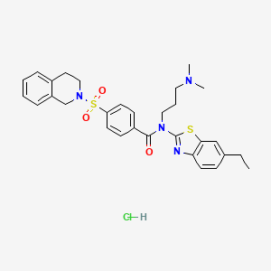 molecular formula C30H35ClN4O3S2 B6527279 N-[3-(dimethylamino)propyl]-N-(6-ethyl-1,3-benzothiazol-2-yl)-4-(1,2,3,4-tetrahydroisoquinoline-2-sulfonyl)benzamide hydrochloride CAS No. 1135128-91-4
