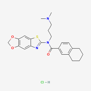 molecular formula C24H28ClN3O3S B6527315 N-[3-(dimethylamino)propyl]-N-{4,6-dioxa-10-thia-12-azatricyclo[7.3.0.0^{3,7}]dodeca-1(9),2,7,11-tetraen-11-yl}-5,6,7,8-tetrahydronaphthalene-2-carboxamide hydrochloride CAS No. 1135131-91-7