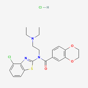 molecular formula C22H25Cl2N3O3S B6527372 N-(4-chloro-1,3-benzothiazol-2-yl)-N-[2-(diethylamino)ethyl]-2,3-dihydro-1,4-benzodioxine-6-carboxamide hydrochloride CAS No. 1135210-22-8