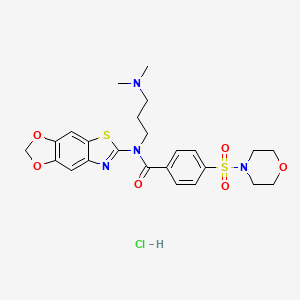 molecular formula C24H29ClN4O6S2 B6527437 N-[3-(dimethylamino)propyl]-N-{4,6-dioxa-10-thia-12-azatricyclo[7.3.0.0^{3,7}]dodeca-1(9),2,7,11-tetraen-11-yl}-4-(morpholine-4-sulfonyl)benzamide hydrochloride CAS No. 1135198-69-4