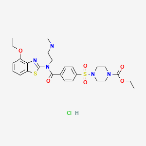 molecular formula C27H36ClN5O6S2 B6527454 ethyl 4-(4-{[2-(dimethylamino)ethyl](4-ethoxy-1,3-benzothiazol-2-yl)carbamoyl}benzenesulfonyl)piperazine-1-carboxylate hydrochloride CAS No. 1135212-46-2