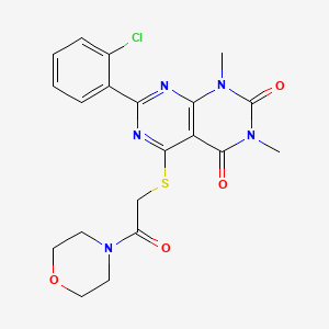 molecular formula C20H20ClN5O4S B6527456 7-(2-chlorophenyl)-1,3-dimethyl-5-{[2-(morpholin-4-yl)-2-oxoethyl]sulfanyl}-1H,2H,3H,4H-[1,3]diazino[4,5-d]pyrimidine-2,4-dione CAS No. 893906-25-7