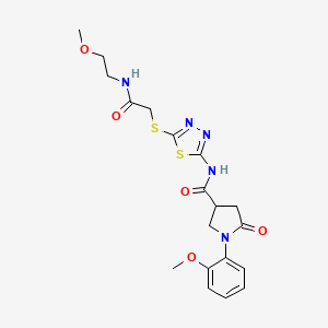 molecular formula C19H23N5O5S2 B6527466 N-[5-({[(2-methoxyethyl)carbamoyl]methyl}sulfanyl)-1,3,4-thiadiazol-2-yl]-1-(2-methoxyphenyl)-5-oxopyrrolidine-3-carboxamide CAS No. 894037-34-4