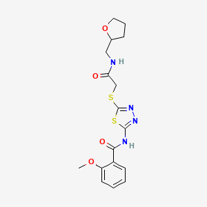 molecular formula C17H20N4O4S2 B6527473 2-methoxy-N-{5-[({[(oxolan-2-yl)methyl]carbamoyl}methyl)sulfanyl]-1,3,4-thiadiazol-2-yl}benzamide CAS No. 893128-82-0