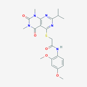 molecular formula C21H25N5O5S B6527475 N-(2,4-dimethoxyphenyl)-2-{[6,8-dimethyl-5,7-dioxo-2-(propan-2-yl)-5H,6H,7H,8H-[1,3]diazino[4,5-d]pyrimidin-4-yl]sulfanyl}acetamide CAS No. 892480-71-6