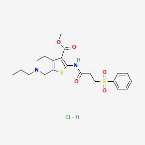 molecular formula C21H27ClN2O5S2 B6527482 methyl 2-[3-(benzenesulfonyl)propanamido]-6-propyl-4H,5H,6H,7H-thieno[2,3-c]pyridine-3-carboxylate hydrochloride CAS No. 1135213-19-2