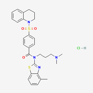 molecular formula C29H33ClN4O3S2 B6527489 N-[3-(dimethylamino)propyl]-N-(4-methyl-1,3-benzothiazol-2-yl)-4-(1,2,3,4-tetrahydroquinoline-1-sulfonyl)benzamide hydrochloride CAS No. 1135199-84-6