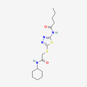 molecular formula C15H24N4O2S2 B6527495 N-(5-{[(cyclohexylcarbamoyl)methyl]sulfanyl}-1,3,4-thiadiazol-2-yl)pentanamide CAS No. 893347-18-7