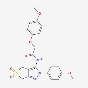 2-(4-methoxyphenoxy)-N-[2-(4-methoxyphenyl)-5,5-dioxo-2H,4H,6H-5lambda6-thieno[3,4-c]pyrazol-3-yl]acetamide