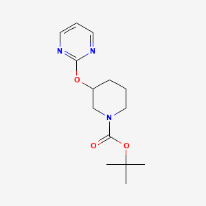 molecular formula C14H21N3O3 B6527545 tert-butyl 3-(pyrimidin-2-yloxy)piperidine-1-carboxylate CAS No. 950649-02-2