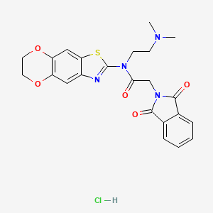 molecular formula C23H23ClN4O5S B6527584 N-[2-(dimethylamino)ethyl]-N-{10,13-dioxa-4-thia-6-azatricyclo[7.4.0.0^{3,7}]trideca-1,3(7),5,8-tetraen-5-yl}-2-(1,3-dioxo-2,3-dihydro-1H-isoindol-2-yl)acetamide hydrochloride CAS No. 1135419-20-3