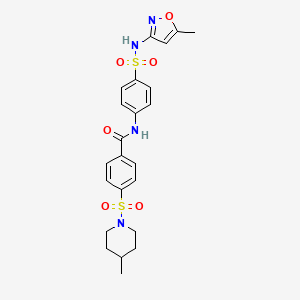 molecular formula C23H26N4O6S2 B6527596 N-{4-[(5-methyl-1,2-oxazol-3-yl)sulfamoyl]phenyl}-4-[(4-methylpiperidin-1-yl)sulfonyl]benzamide CAS No. 457651-82-0