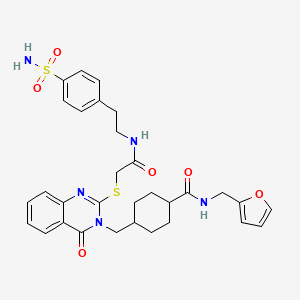 molecular formula C31H35N5O6S2 B6527603 N-[(furan-2-yl)methyl]-4-({4-oxo-2-[({[2-(4-sulfamoylphenyl)ethyl]carbamoyl}methyl)sulfanyl]-3,4-dihydroquinazolin-3-yl}methyl)cyclohexane-1-carboxamide CAS No. 422292-79-3