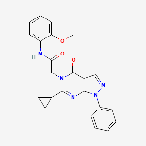 molecular formula C23H21N5O3 B6527665 2-{6-cyclopropyl-4-oxo-1-phenyl-1H,4H,5H-pyrazolo[3,4-d]pyrimidin-5-yl}-N-(2-methoxyphenyl)acetamide CAS No. 946292-39-3