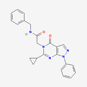 molecular formula C23H21N5O2 B6527673 N-benzyl-2-{6-cyclopropyl-4-oxo-1-phenyl-1H,4H,5H-pyrazolo[3,4-d]pyrimidin-5-yl}acetamide CAS No. 946384-03-8