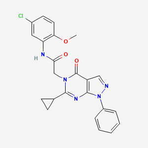 molecular formula C23H20ClN5O3 B6527693 N-(5-chloro-2-methoxyphenyl)-2-{6-cyclopropyl-4-oxo-1-phenyl-1H,4H,5H-pyrazolo[3,4-d]pyrimidin-5-yl}acetamide CAS No. 946384-07-2