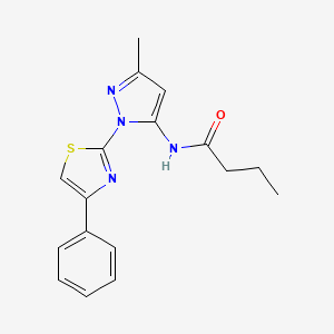 molecular formula C17H18N4OS B6527710 N-[3-methyl-1-(4-phenyl-1,3-thiazol-2-yl)-1H-pyrazol-5-yl]butanamide CAS No. 1020488-02-1