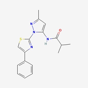 molecular formula C17H18N4OS B6527713 2-methyl-N-[3-methyl-1-(4-phenyl-1,3-thiazol-2-yl)-1H-pyrazol-5-yl]propanamide CAS No. 1020488-04-3