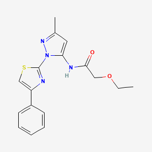 molecular formula C17H18N4O2S B6527726 2-ethoxy-N-[3-methyl-1-(4-phenyl-1,3-thiazol-2-yl)-1H-pyrazol-5-yl]acetamide CAS No. 1020488-31-6