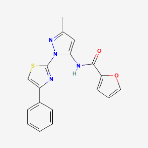 molecular formula C18H14N4O2S B6527732 N-[3-methyl-1-(4-phenyl-1,3-thiazol-2-yl)-1H-pyrazol-5-yl]furan-2-carboxamide CAS No. 1020489-16-0