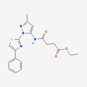 molecular formula C19H20N4O3S B6527739 ethyl 3-{[3-methyl-1-(4-phenyl-1,3-thiazol-2-yl)-1H-pyrazol-5-yl]carbamoyl}propanoate CAS No. 1020489-39-7