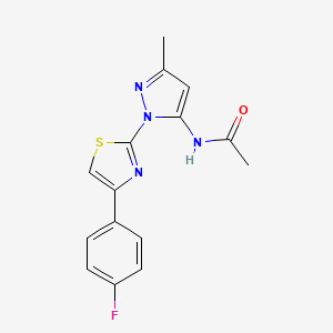 molecular formula C15H13FN4OS B6527763 N-{1-[4-(4-fluorophenyl)-1,3-thiazol-2-yl]-3-methyl-1H-pyrazol-5-yl}acetamide CAS No. 1019103-53-7