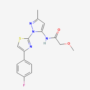 molecular formula C16H15FN4O2S B6527779 N-{1-[4-(4-fluorophenyl)-1,3-thiazol-2-yl]-3-methyl-1H-pyrazol-5-yl}-2-methoxyacetamide CAS No. 1019103-73-1