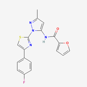 molecular formula C18H13FN4O2S B6527787 N-{1-[4-(4-fluorophenyl)-1,3-thiazol-2-yl]-3-methyl-1H-pyrazol-5-yl}furan-2-carboxamide CAS No. 1019104-37-0