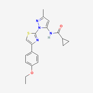 molecular formula C19H20N4O2S B6527833 N-{1-[4-(4-ethoxyphenyl)-1,3-thiazol-2-yl]-3-methyl-1H-pyrazol-5-yl}cyclopropanecarboxamide CAS No. 1019095-54-5