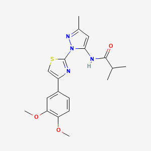 molecular formula C19H22N4O3S B6527853 N-{1-[4-(3,4-dimethoxyphenyl)-1,3-thiazol-2-yl]-3-methyl-1H-pyrazol-5-yl}-2-methylpropanamide CAS No. 1019095-94-3