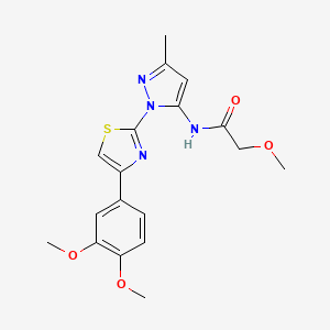 molecular formula C18H20N4O4S B6527868 N-{1-[4-(3,4-dimethoxyphenyl)-1,3-thiazol-2-yl]-3-methyl-1H-pyrazol-5-yl}-2-methoxyacetamide CAS No. 1019096-05-9