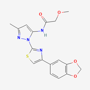 molecular formula C17H16N4O4S B6527895 N-{1-[4-(2H-1,3-benzodioxol-5-yl)-1,3-thiazol-2-yl]-3-methyl-1H-pyrazol-5-yl}-2-methoxyacetamide CAS No. 1019100-97-0