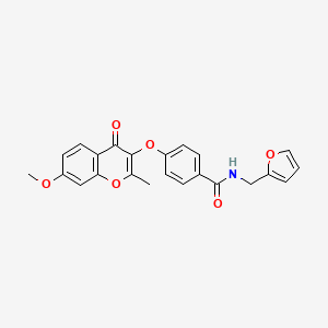 molecular formula C23H19NO6 B6527914 N-[(furan-2-yl)methyl]-4-[(7-methoxy-2-methyl-4-oxo-4H-chromen-3-yl)oxy]benzamide CAS No. 946292-48-4