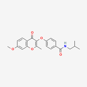 molecular formula C22H23NO5 B6527916 4-[(7-methoxy-2-methyl-4-oxo-4H-chromen-3-yl)oxy]-N-(2-methylpropyl)benzamide CAS No. 946384-11-8