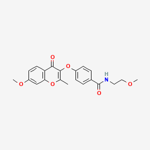 molecular formula C21H21NO6 B6527920 4-[(7-methoxy-2-methyl-4-oxo-4H-chromen-3-yl)oxy]-N-(2-methoxyethyl)benzamide CAS No. 946234-81-7