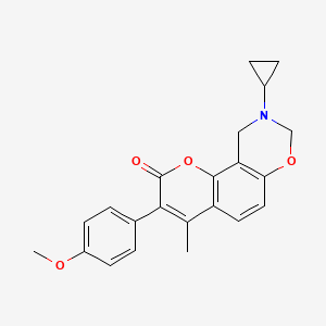 molecular formula C22H21NO4 B6527952 9-cyclopropyl-3-(4-methoxyphenyl)-4-methyl-2H,8H,9H,10H-chromeno[8,7-e][1,3]oxazin-2-one CAS No. 946292-57-5