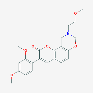 molecular formula C22H23NO6 B6527966 3-(2,4-dimethoxyphenyl)-9-(2-methoxyethyl)-2H,8H,9H,10H-chromeno[8,7-e][1,3]oxazin-2-one CAS No. 946234-93-1