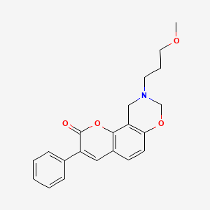 molecular formula C21H21NO4 B6527980 9-(3-methoxypropyl)-3-phenyl-2H,8H,9H,10H-chromeno[8,7-e][1,3]oxazin-2-one CAS No. 946384-31-2