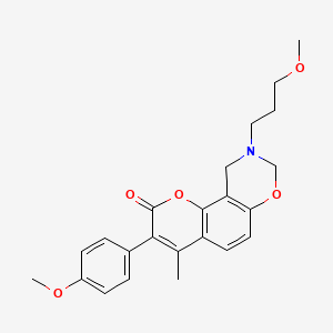 molecular formula C23H25NO5 B6527993 3-(4-methoxyphenyl)-9-(3-methoxypropyl)-4-methyl-2H,8H,9H,10H-chromeno[8,7-e][1,3]oxazin-2-one CAS No. 946292-66-6