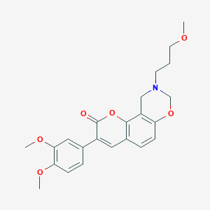 molecular formula C23H25NO6 B6527999 3-(3,4-dimethoxyphenyl)-9-(3-methoxypropyl)-2H,8H,9H,10H-chromeno[8,7-e][1,3]oxazin-2-one CAS No. 946384-35-6
