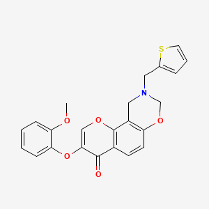 3-(2-methoxyphenoxy)-9-[(thiophen-2-yl)methyl]-4H,8H,9H,10H-chromeno[8,7-e][1,3]oxazin-4-one