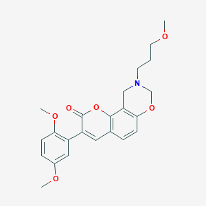 molecular formula C23H25NO6 B6528018 3-(2,5-dimethoxyphenyl)-9-(3-methoxypropyl)-2H,8H,9H,10H-chromeno[8,7-e][1,3]oxazin-2-one CAS No. 946292-69-9