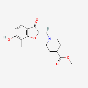 molecular formula C18H21NO5 B6528020 ethyl 1-{[(2Z)-6-hydroxy-7-methyl-3-oxo-2,3-dihydro-1-benzofuran-2-ylidene]methyl}piperidine-4-carboxylate CAS No. 946384-43-6