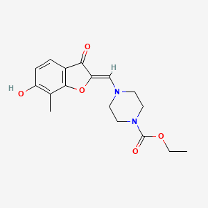 ethyl 4-{[(2Z)-6-hydroxy-7-methyl-3-oxo-2,3-dihydro-1-benzofuran-2-ylidene]methyl}piperazine-1-carboxylate