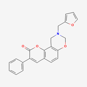 molecular formula C22H17NO4 B6528036 9-[(furan-2-yl)methyl]-3-phenyl-2H,8H,9H,10H-chromeno[8,7-e][1,3]oxazin-2-one CAS No. 946292-88-2