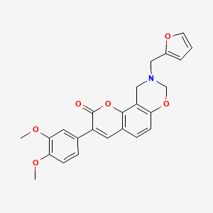 molecular formula C24H21NO6 B6528045 3-(3,4-dimethoxyphenyl)-9-[(furan-2-yl)methyl]-2H,8H,9H,10H-chromeno[8,7-e][1,3]oxazin-2-one CAS No. 946292-92-8