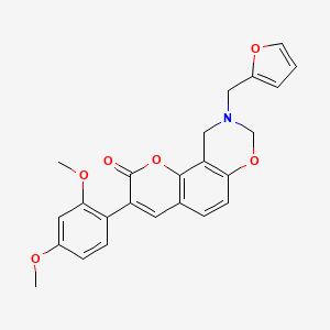 molecular formula C24H21NO6 B6528049 3-(2,4-dimethoxyphenyl)-9-[(furan-2-yl)methyl]-2H,8H,9H,10H-chromeno[8,7-e][1,3]oxazin-2-one CAS No. 946384-63-0