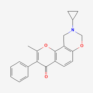 molecular formula C21H19NO3 B6528059 9-cyclopropyl-2-methyl-3-phenyl-4H,8H,9H,10H-chromeno[8,7-e][1,3]oxazin-4-one CAS No. 946384-79-8